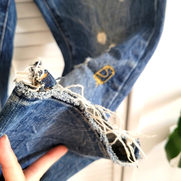 American Eagle Oilutfiters Made to Last Distressed Hand Painted Jeans Size 31 - Picture 5 of 13